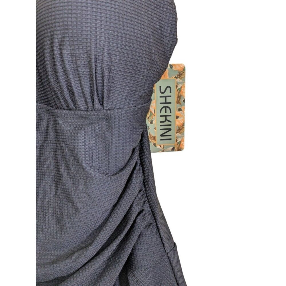 Shekini Womens Swim Dress Black Size XL Slimming Textured One Piece Swim NEW - Picture 3 of 7
